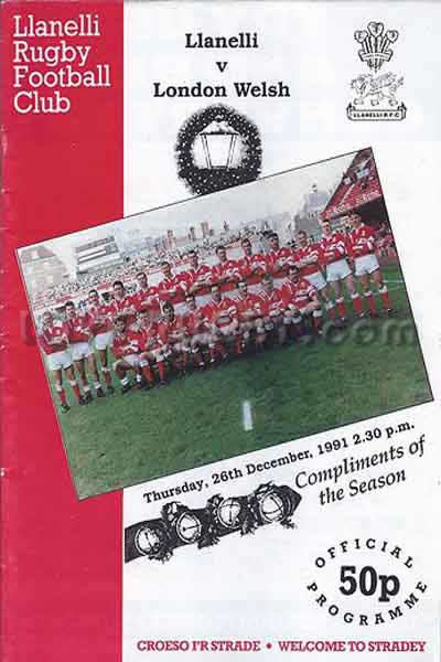 1991 Llanelli v London Welsh  Rugby Programme